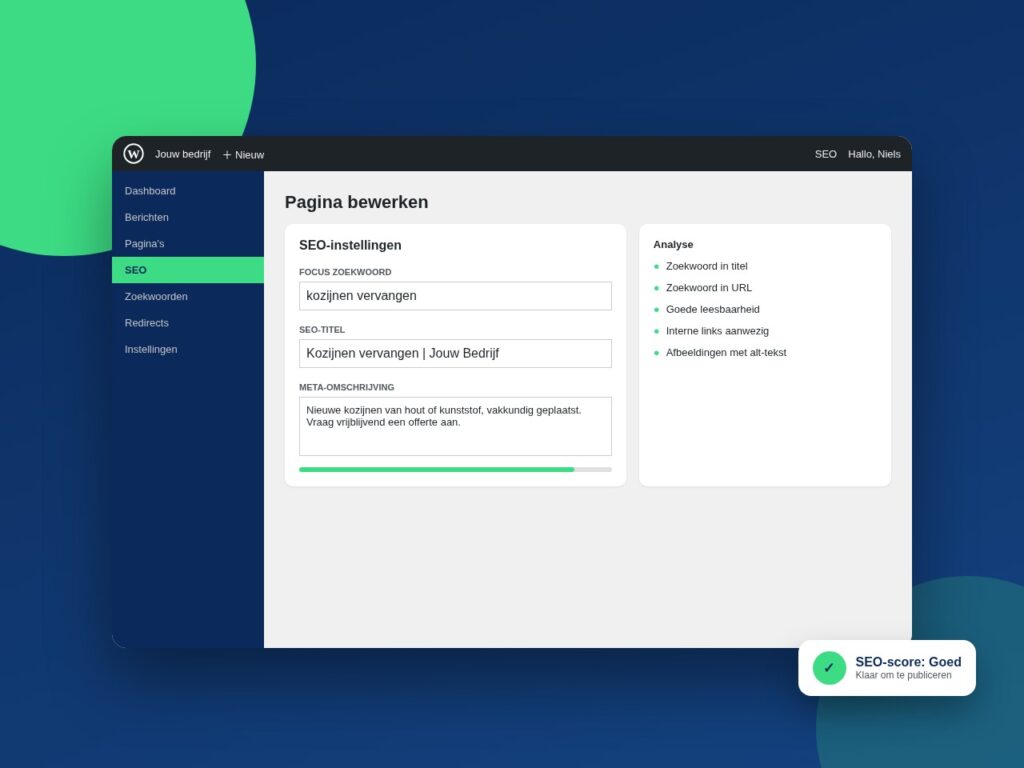 Illustratie van het optimaliseren van een webpagina