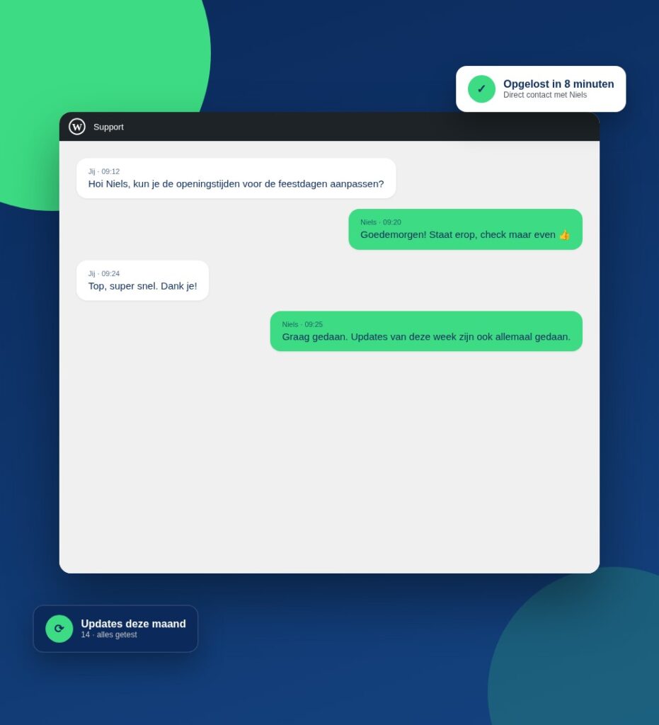 Illustratie van WordPress onderhoud en support