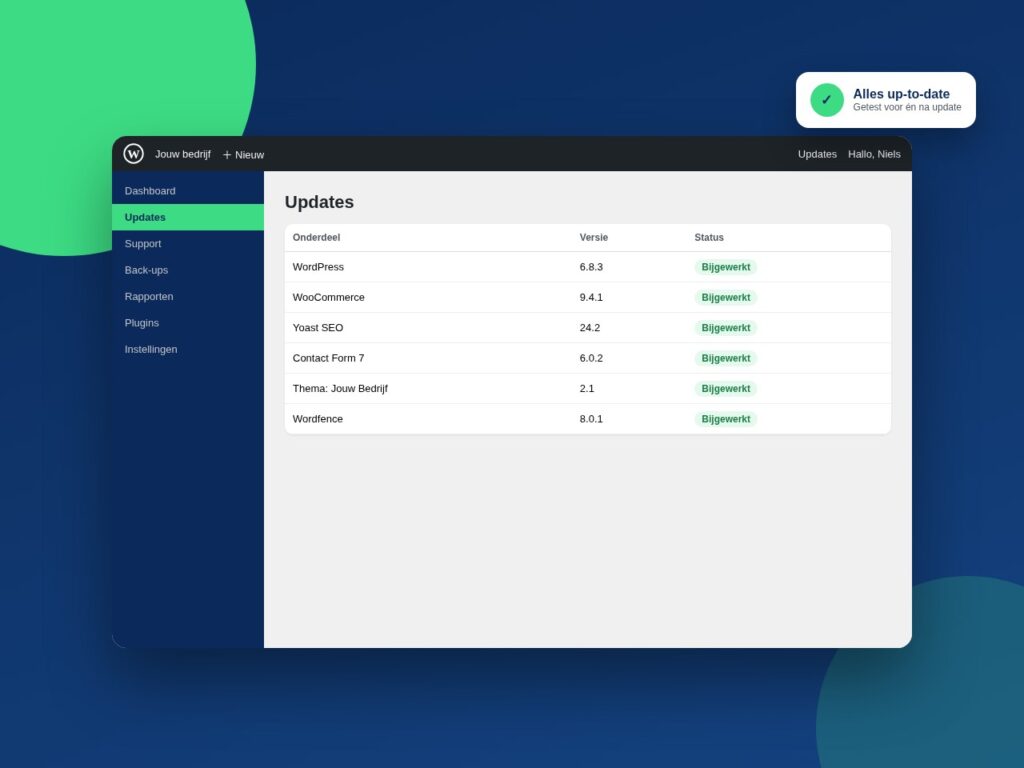 Illustratie van een overzicht van WordPress-updates