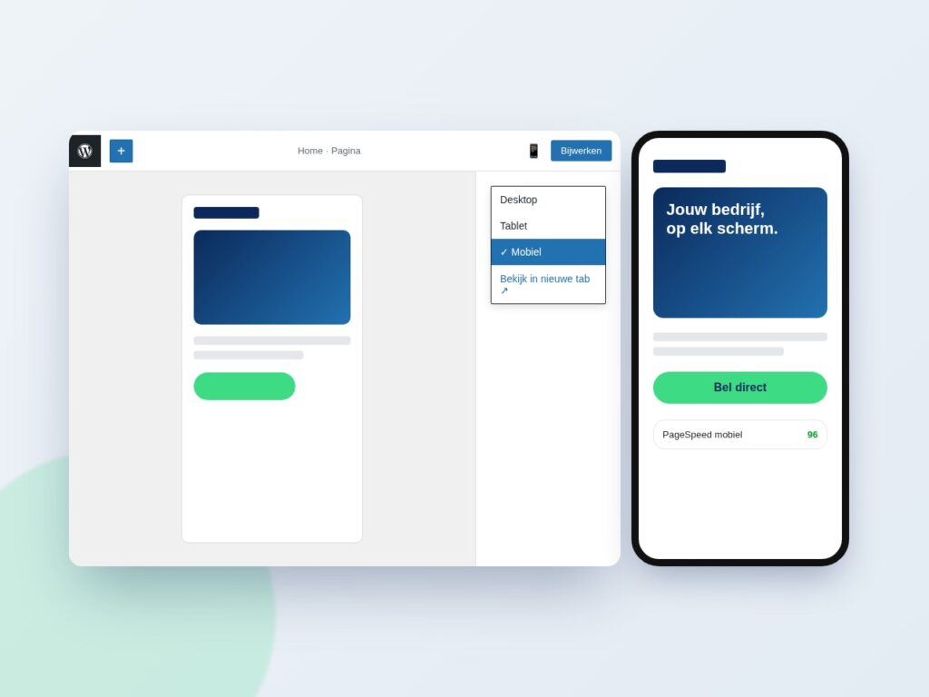 Een website op een telefoon en tablet