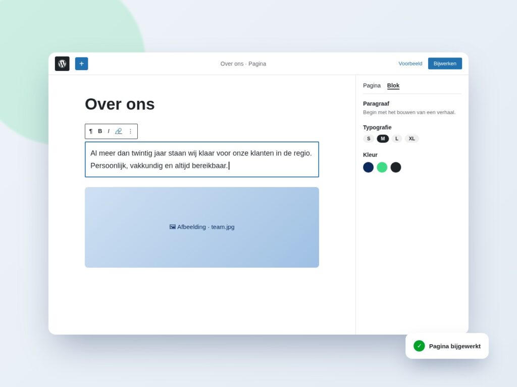 Teksten aanpassen in de WordPress editor